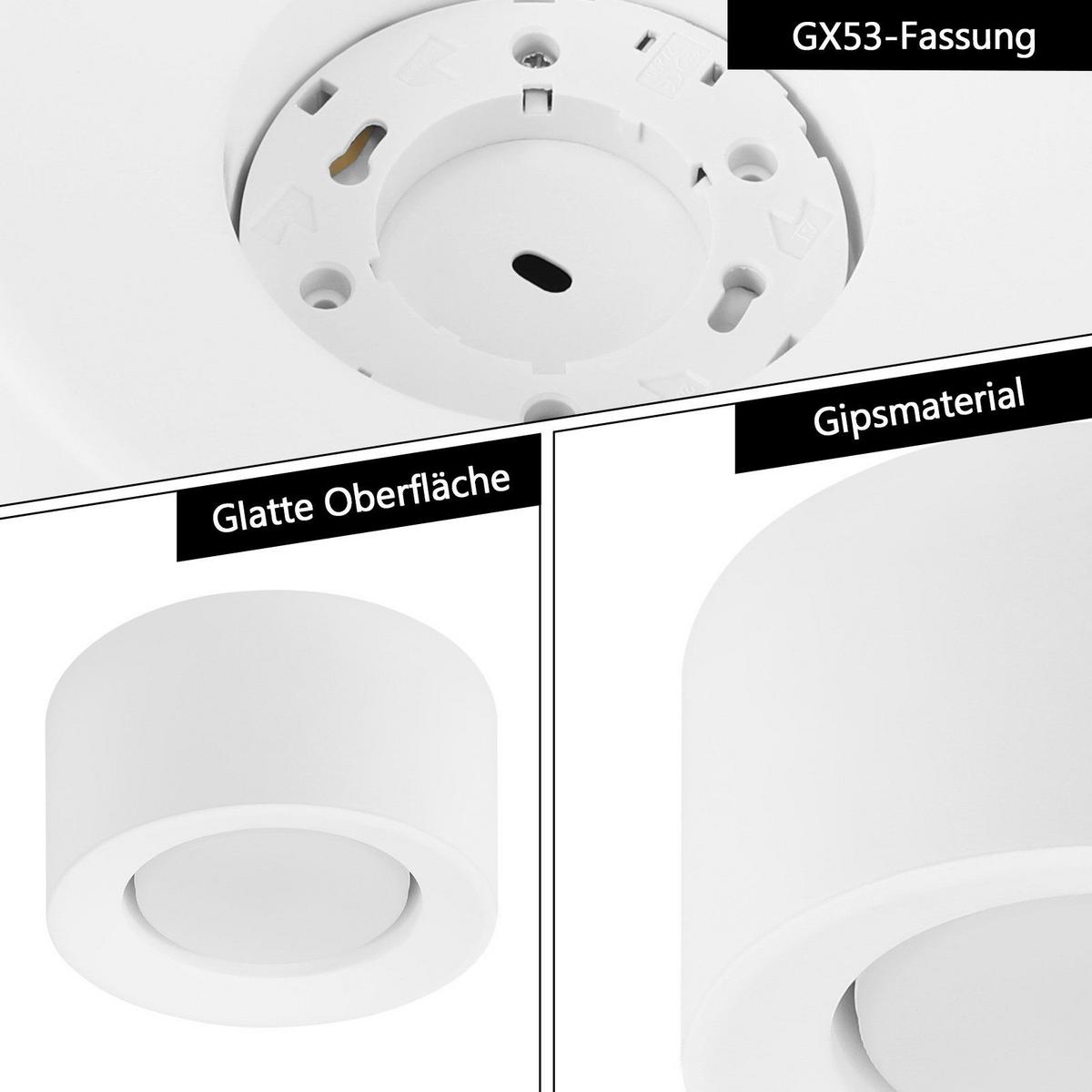 DECKENLEUCHTE Mantyla (4er-Set) 12/6.5/6.5 cm - Weiß, Naturmaterialien (6.5/12/6.5cm) - Nettlife