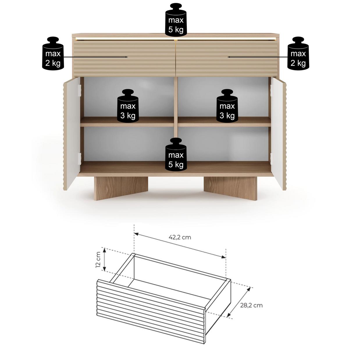 SIDEBOARD Semi 103 cm - Beige/Cappuccino, Holzwerkstoff (103.9/84.4/40cm) - Selsey