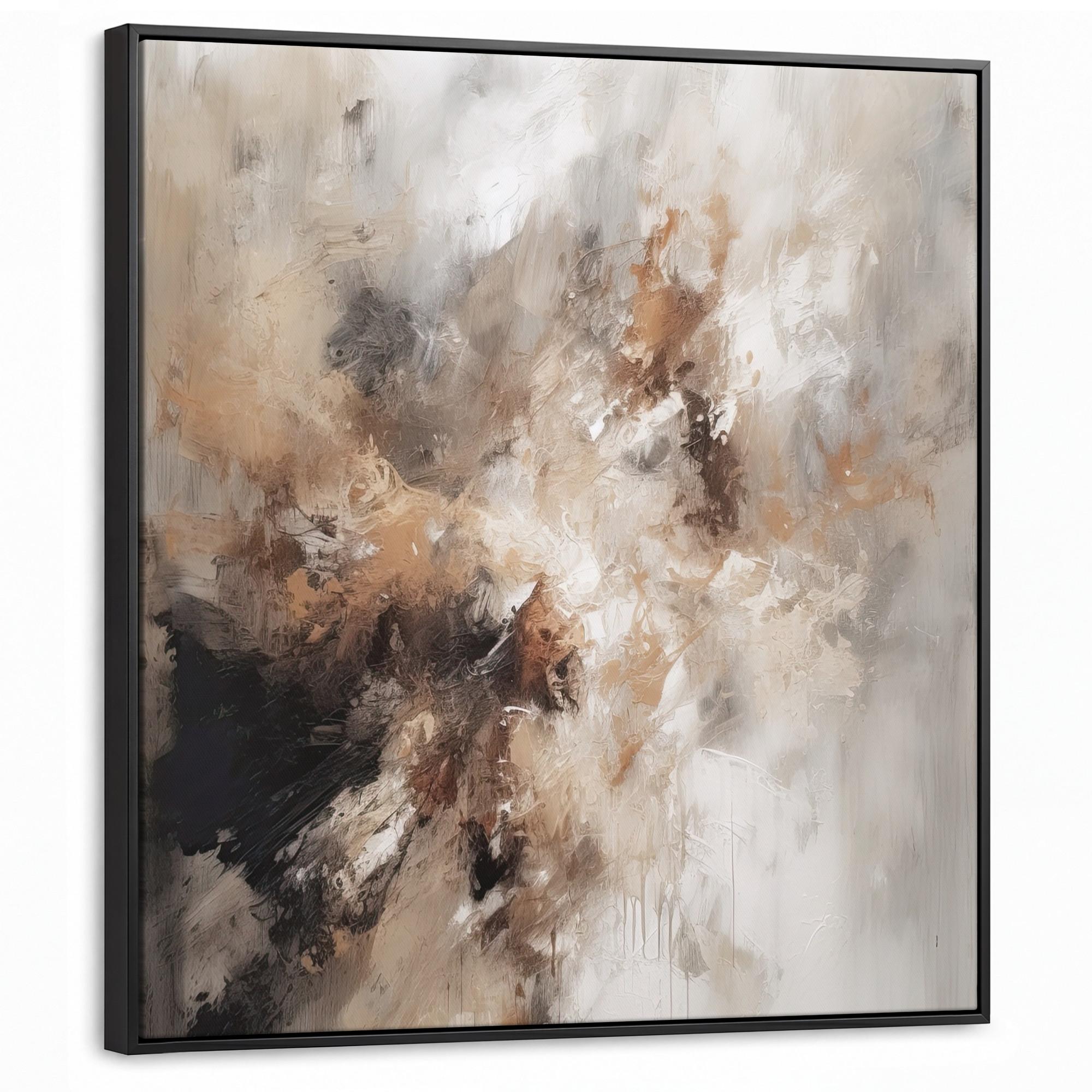 LEINWAND Bilder mit Rahmen - Farbe - Abstrakt - Beige - Kunst - 90x90 - Greige, Textil (90/90cm) - MuchoWow