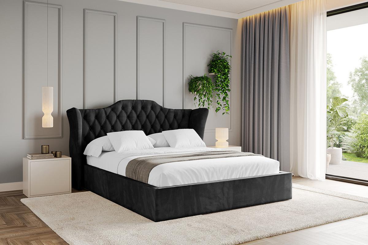 POLSTERBETT mit Bettkasten und Lattenrost, Boxbett ohne Matratze - ZORAN 140x200 Schwarz - Schwarz, Holzwerkstoff/Textil (140/200cm) - ALTDECOR