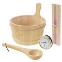 SAUNAZUBEHÖR-SET 4-teilig aus Kiefernholz - Naturfarben, Holz (27/30/37cm) - LuxeBath