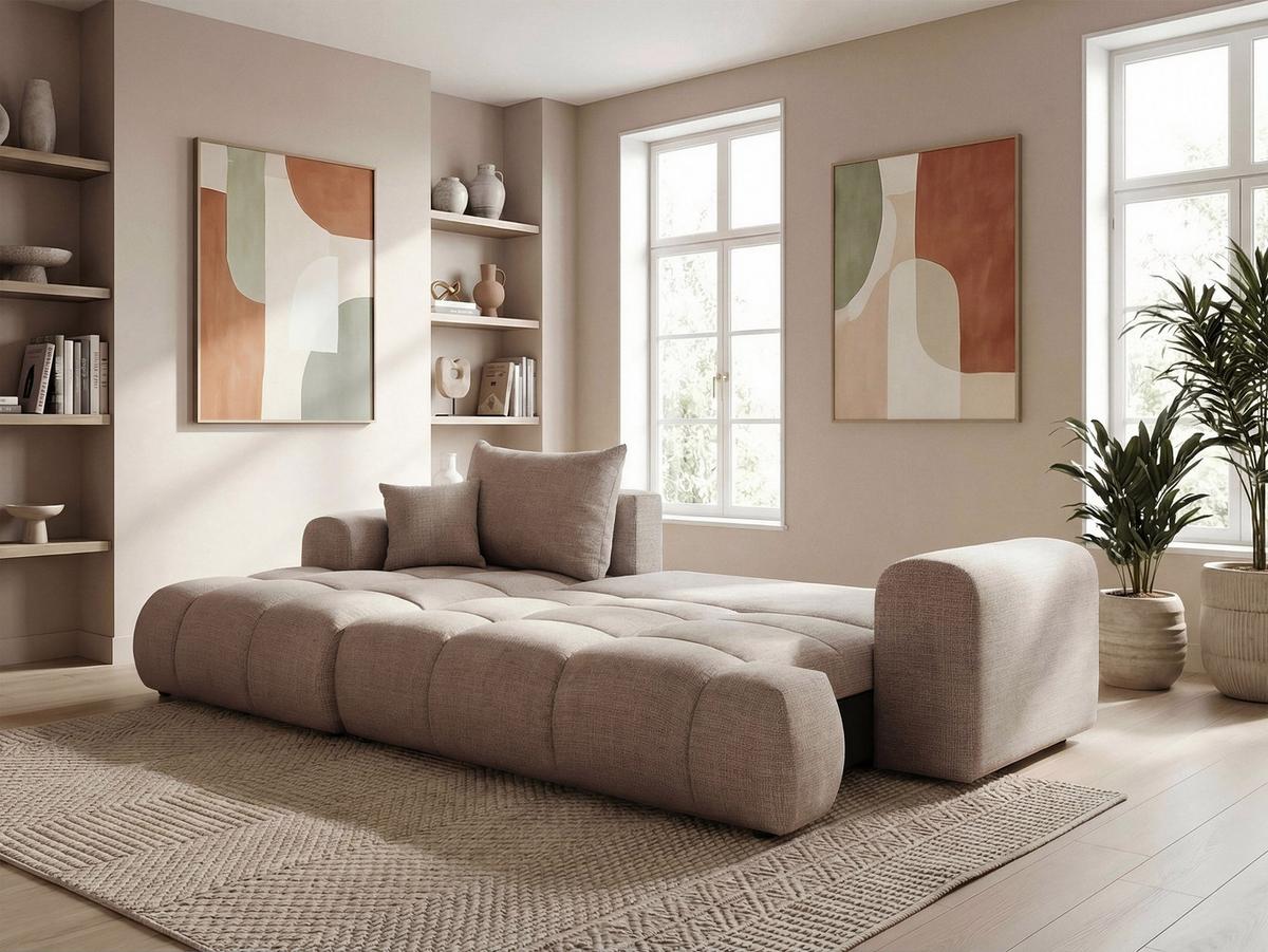 ECKSOFA MILANO Links mit Schlaffunktion und Bettkasten Grau-Braun - Graubraun, Kunststoff/Textil (265/145cm) - Idohome