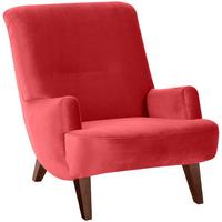 SESSEL Kajsa 71x80x101 Bezug Samtvelours Buche nussbaum/rot - Rot/Nussbaumfarben, Kunststoff (101/80/71cm) - 58aufmkessel