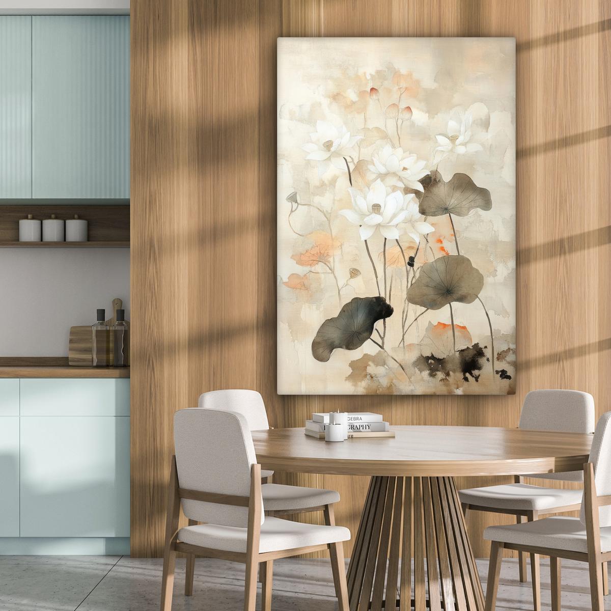 LEINWANDBILD Blumen - Japandi - Wabi sabi Deko XXL 80x120 cm - Sandfarben, Textil (80/120cm) - MuchoWow