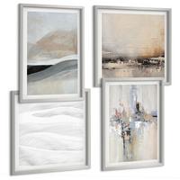 BILDER SET 4er Set - 50x50 cm & 40x60 cm Silberner Rahmen - Abstrakte Erdmuster - Silberfarben, Kunststoff (50/50cm) - TULUP