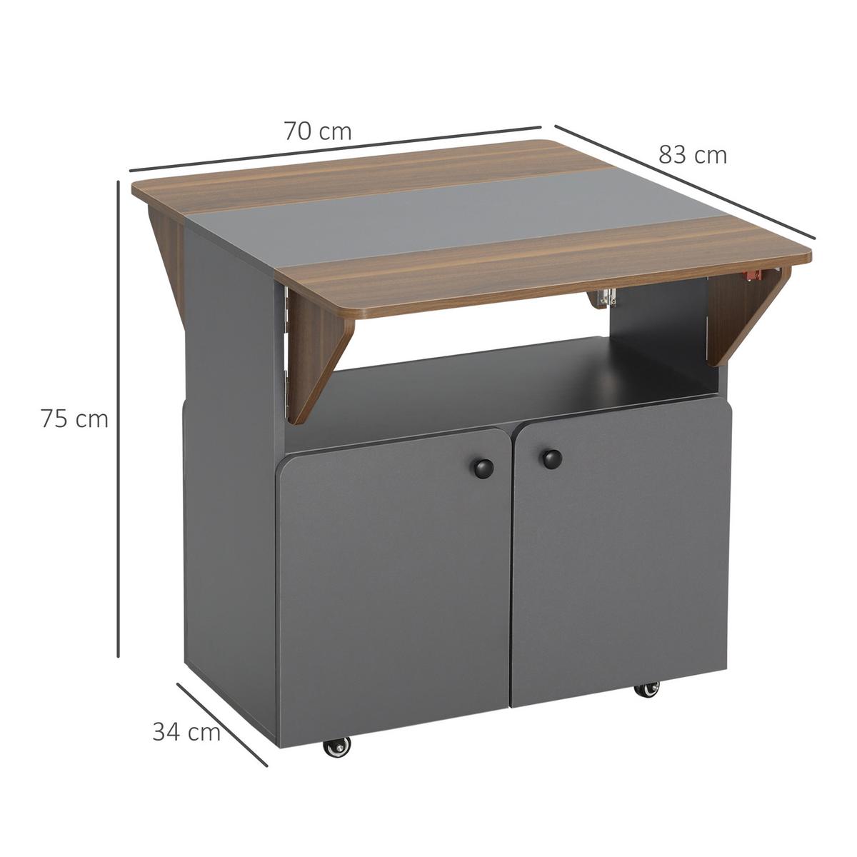 KLAPPTISCH Spanplatte Stahl Hellgrau Dunkelbraun - Hellgrau/Schwarz, Holzwerkstoff/Kunststoff (70/83/75cm) - HOMCOM