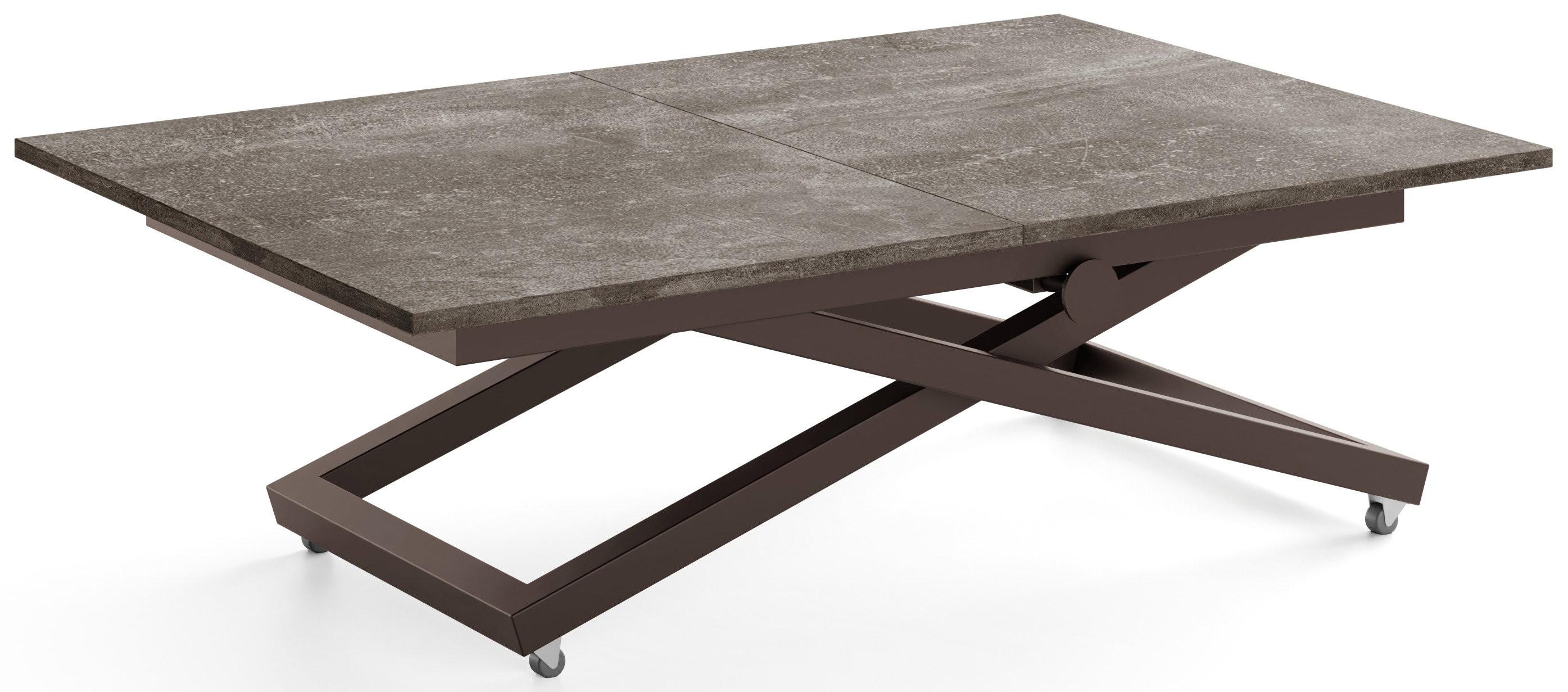 COUCHTISCH Axen höhenverstellbar ausziehbar, Beton Dunkelgrau 120-160/80/38-75 cm - Dunkelgrau/Braun, Holzwerkstoff/Metall (80/160/75cm) - WFL GROUP