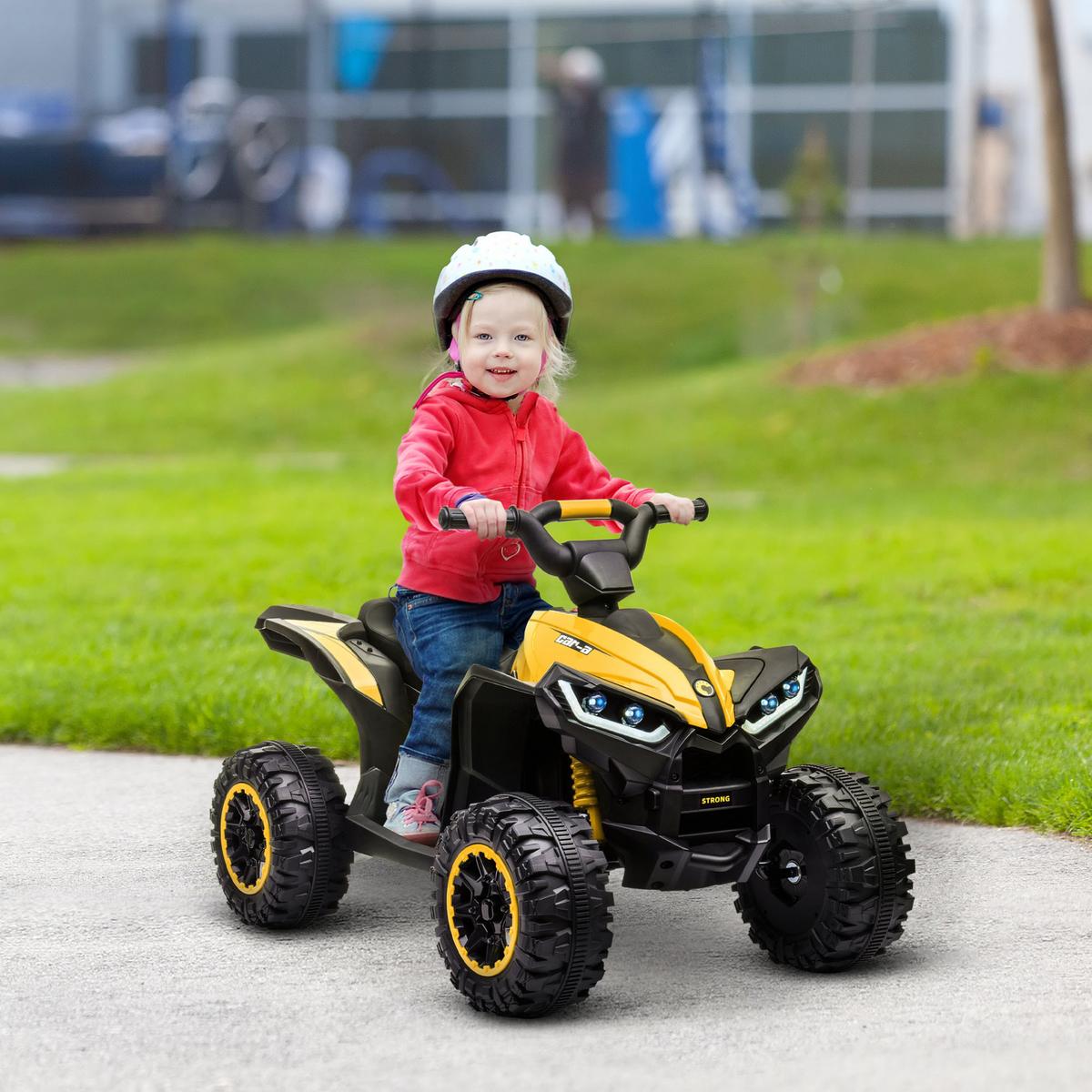 ELEKTRO Quad für Kinder, 12V Kinder Quad mit USB-Anschluss, Gelb - Gelb, Metall (83/53/55.5cm) - HOMCOM