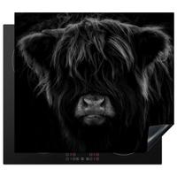 HERDABDECKPLATTE Schottischer Highlander - Kuh - Schwarz - Weiß - Tiere Abdeckung Ceranfeld 57.6x51.6 cm - Schwarz, Kunststoff (57.6/51.6/0.2cm) - MuchoWow