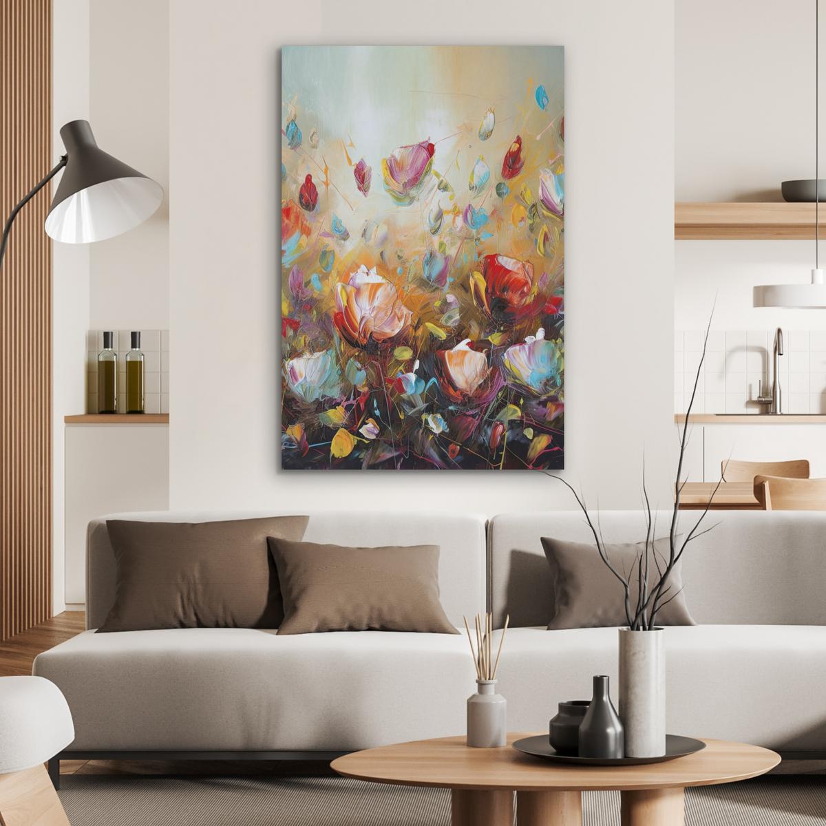 AKUSTIKBILD Blumen - Kunst - Natur - Ölgemälde Wanddeko 70x100 cm - Multicolor, Kunststoff (70/100/0.9cm) - MuchoWow