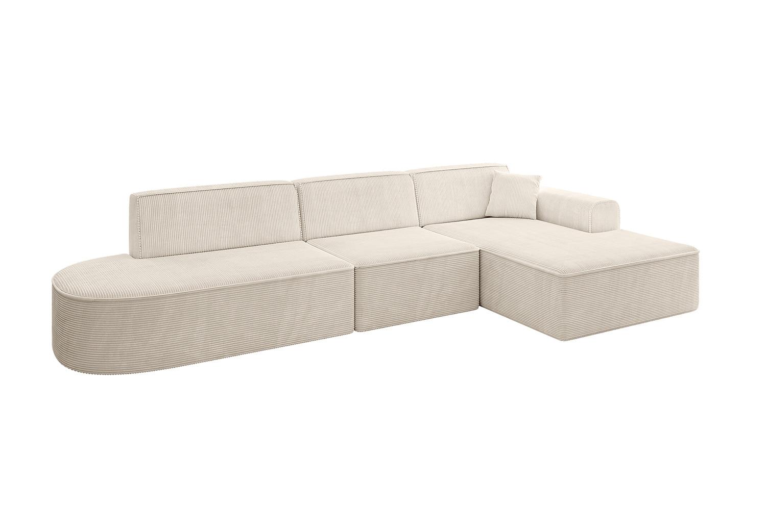 ECKSOFA Ottomane Rechts IREA-L2-v3 - 327x165x77 cm Beige - Beige, Holzwerkstoff/Textil (327/165cm) - ALTDECOR