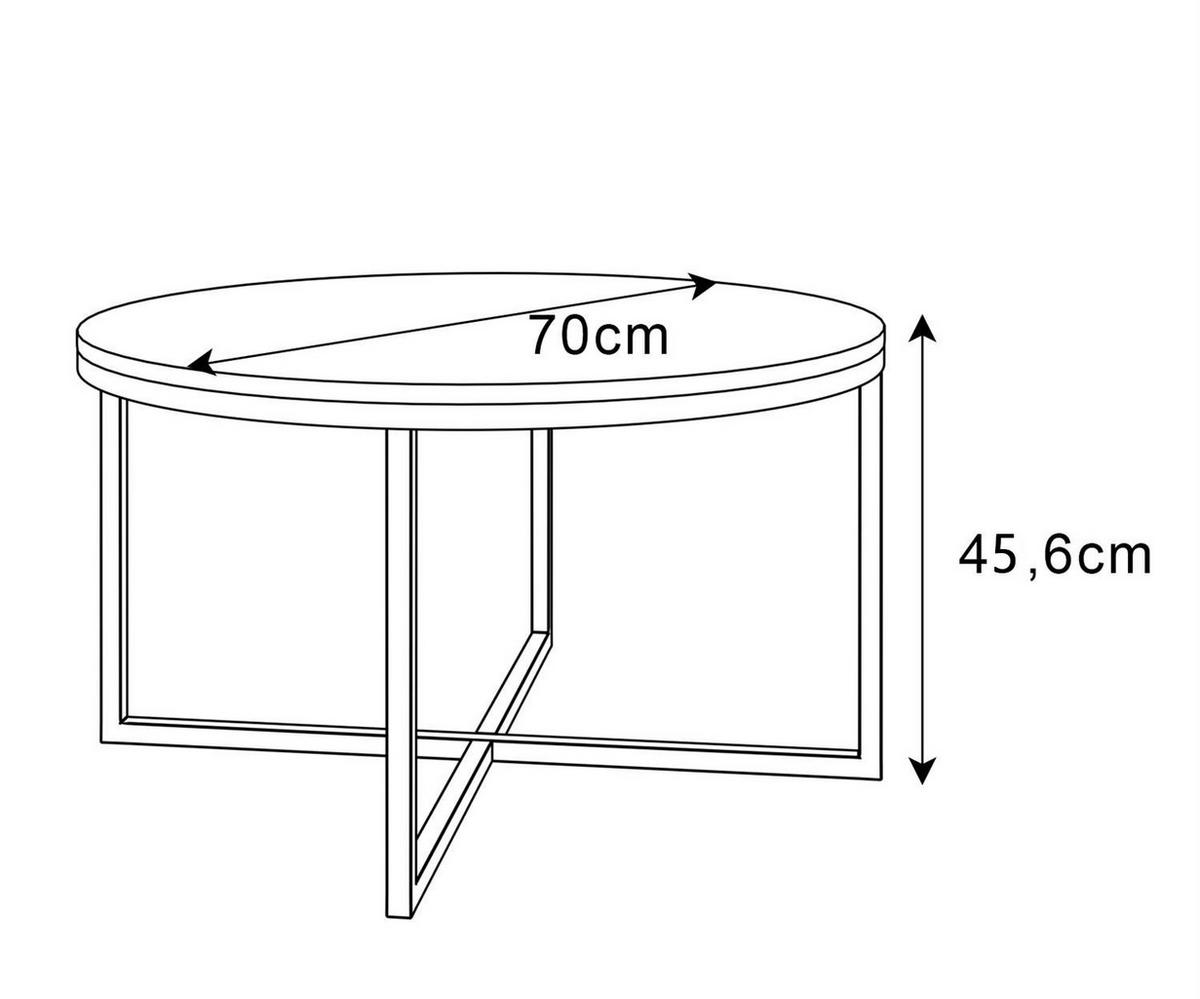 COUCHTISCH CIRI-X LEVANTO mit vergoldeter Basis - Goldfarben, Holzwerkstoff (70/70/45.6cm) - Lookway