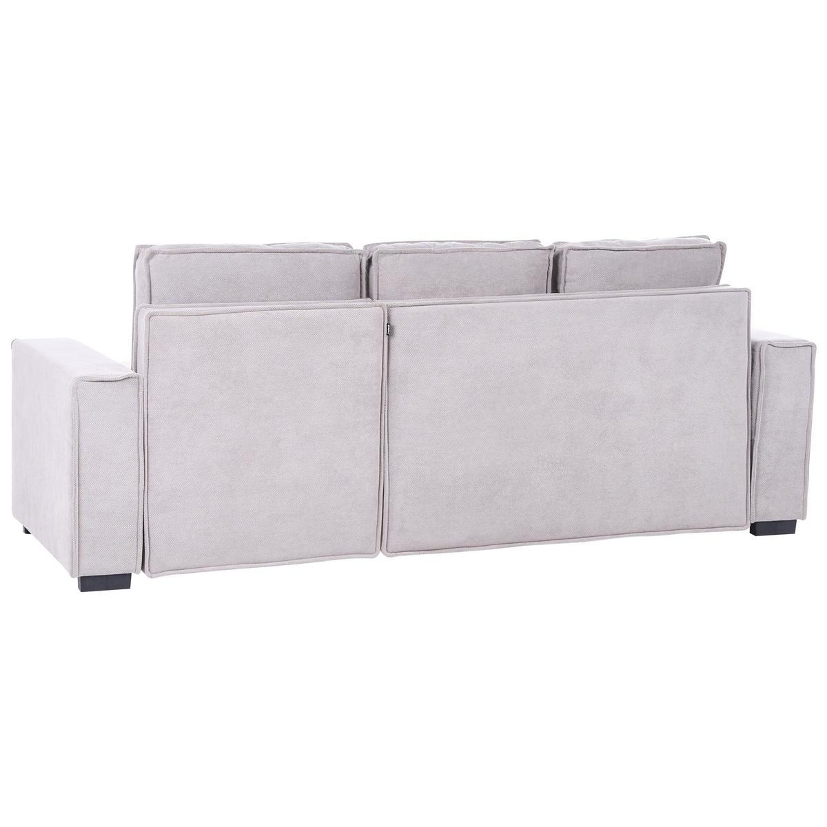 ECKSCHLAFSOFA 3-Sitzer Stoff Grau mit Stauraum linksseitig Edane - Grau, Textil (232/150cm) - Beliani