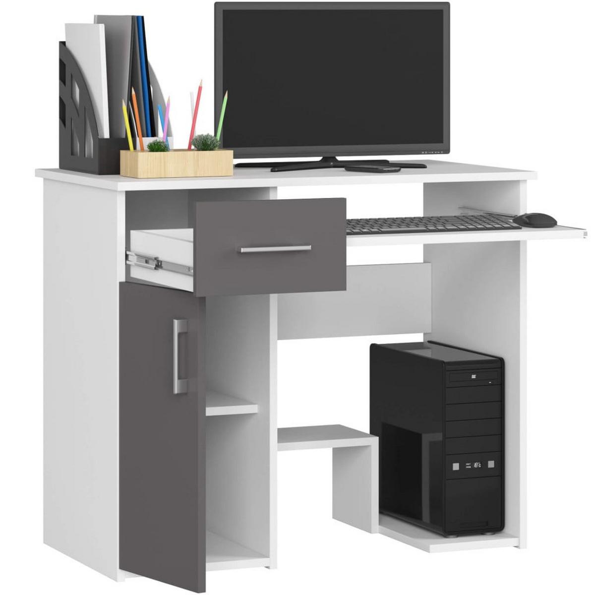 SCHREIBTISCH Weiß, Graphit Grau 74/90/50 - Weiß/Grau, Holzwerkstoff (90/50/74cm) - RAUMHIRSCH FURNITURE