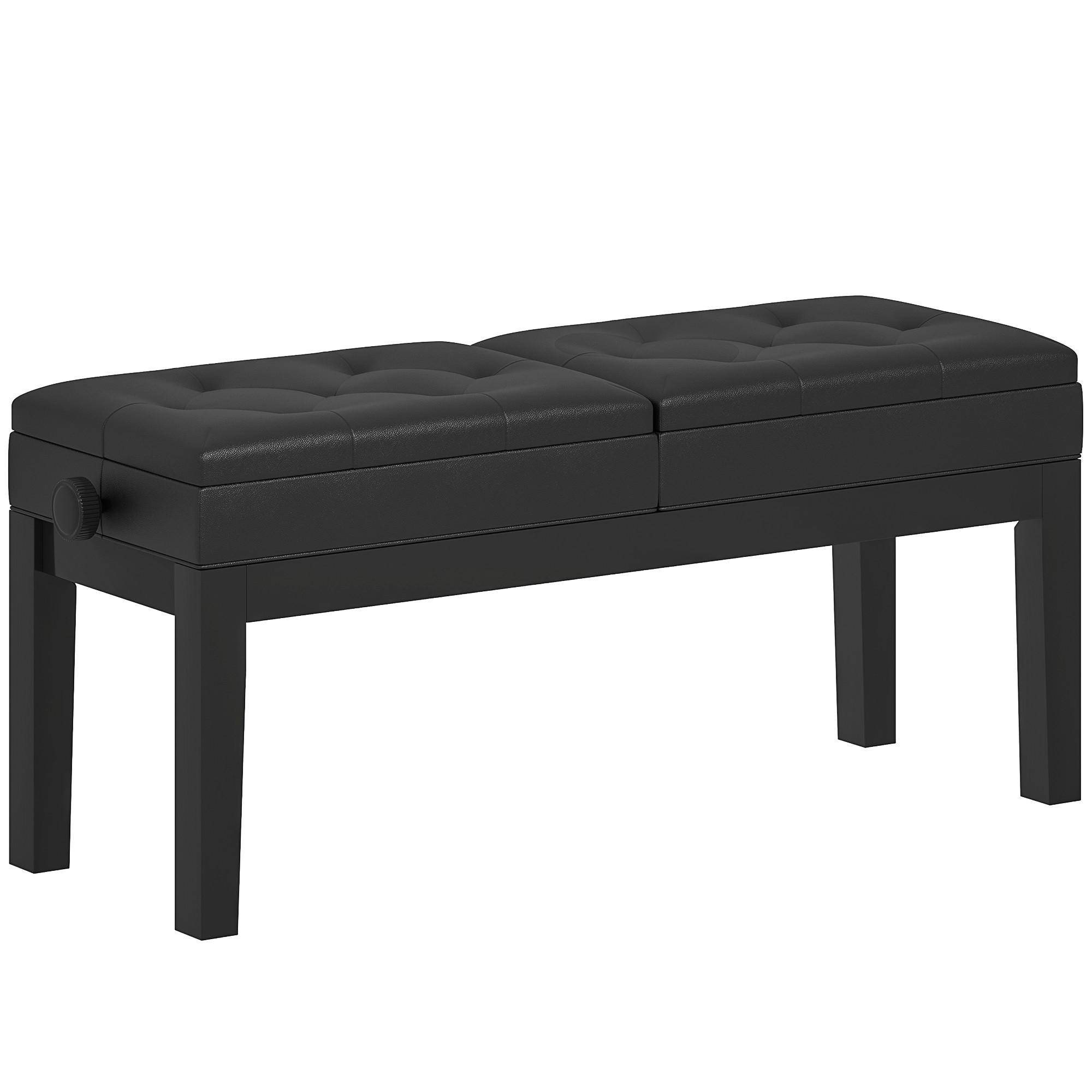 KLAVIERBANK mit Stauraum Pianobank Kunstleder, Schwarz - Schwarz, Kunststoff (37/58/105cm) - HOMCOM
