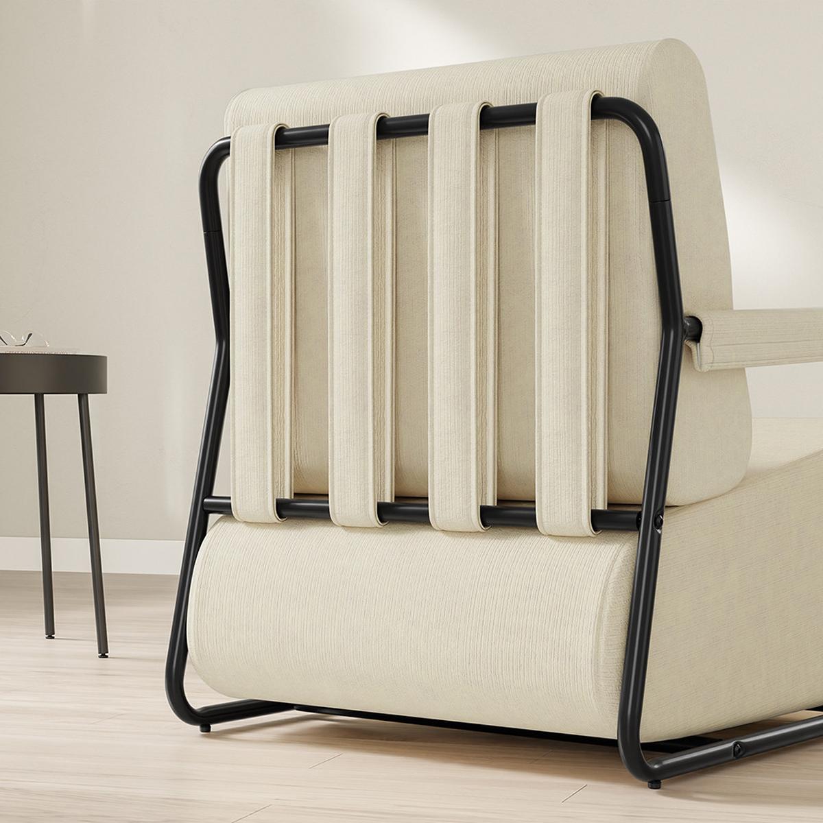 SESSEL mit Hocker FST99-MI - Ahornfarben/Creme, Fell/Metall (59/78/74cm) - SoBuy