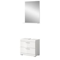 BADMÖBEL-SET weiß Hochglanz 2-teilig 60 cm, Kombination mit Spiegel - Weiß Hochglanz, Glas/Holzwerkstoff (60/191/37cm) - Inn.Furn