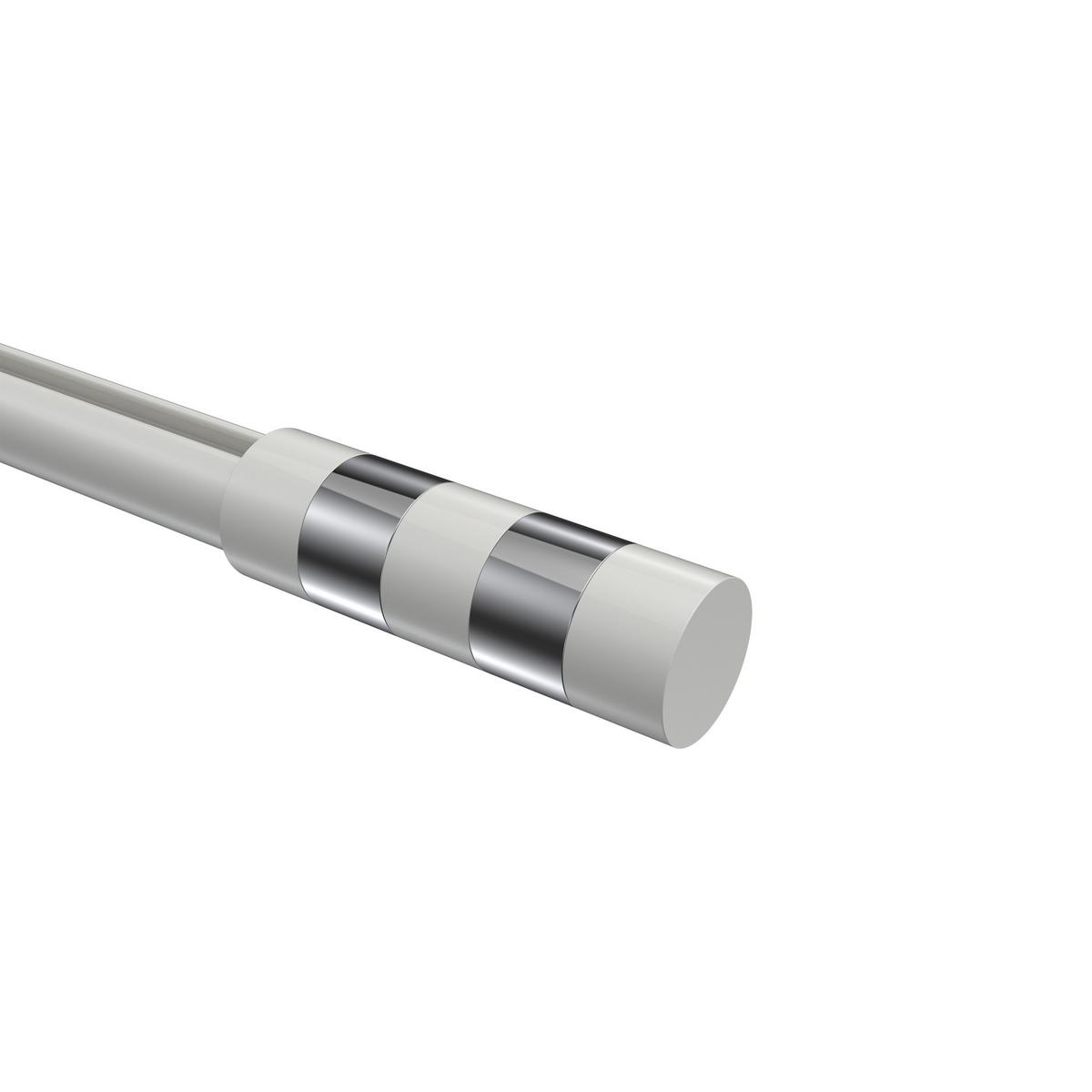 ENDSTÜCKE FÜR GARDINENSTANGEN 20 mm Ø, Mavell Weiß/Chrom, Packung 2 Stück - Chromfarben/Weiß, Metall (8.2/2.6/2.6cm) - INTERDECO