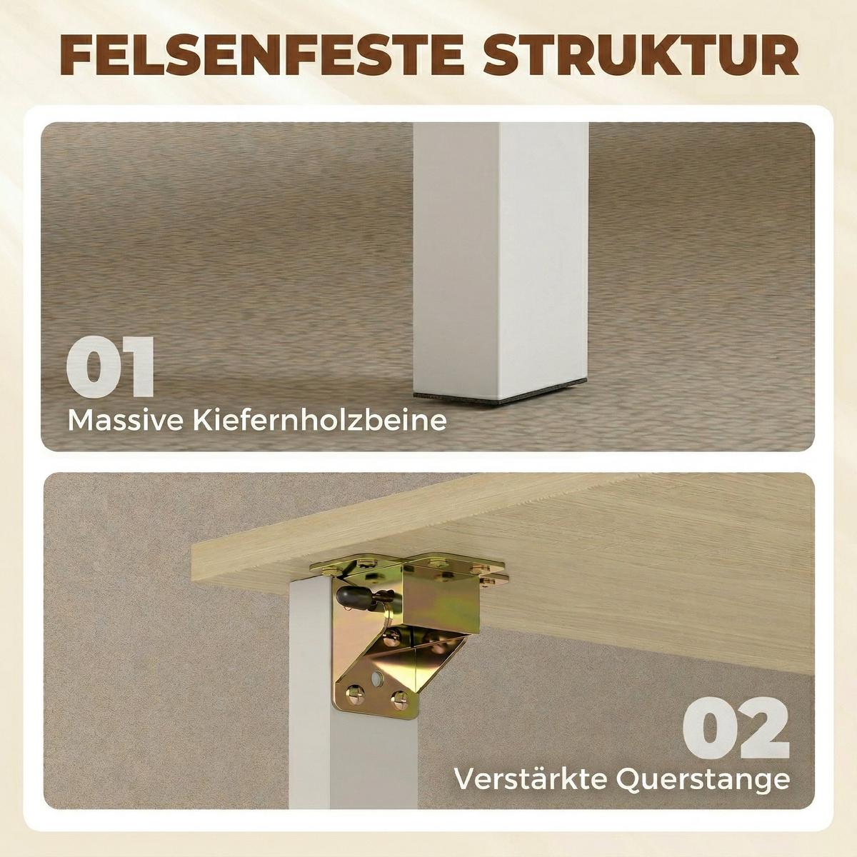 KLAPPTISCH MDF Weiß Naturholz - Weiß, Holz/Holzwerkstoff (168.2/85/73cm) - HOMCOM