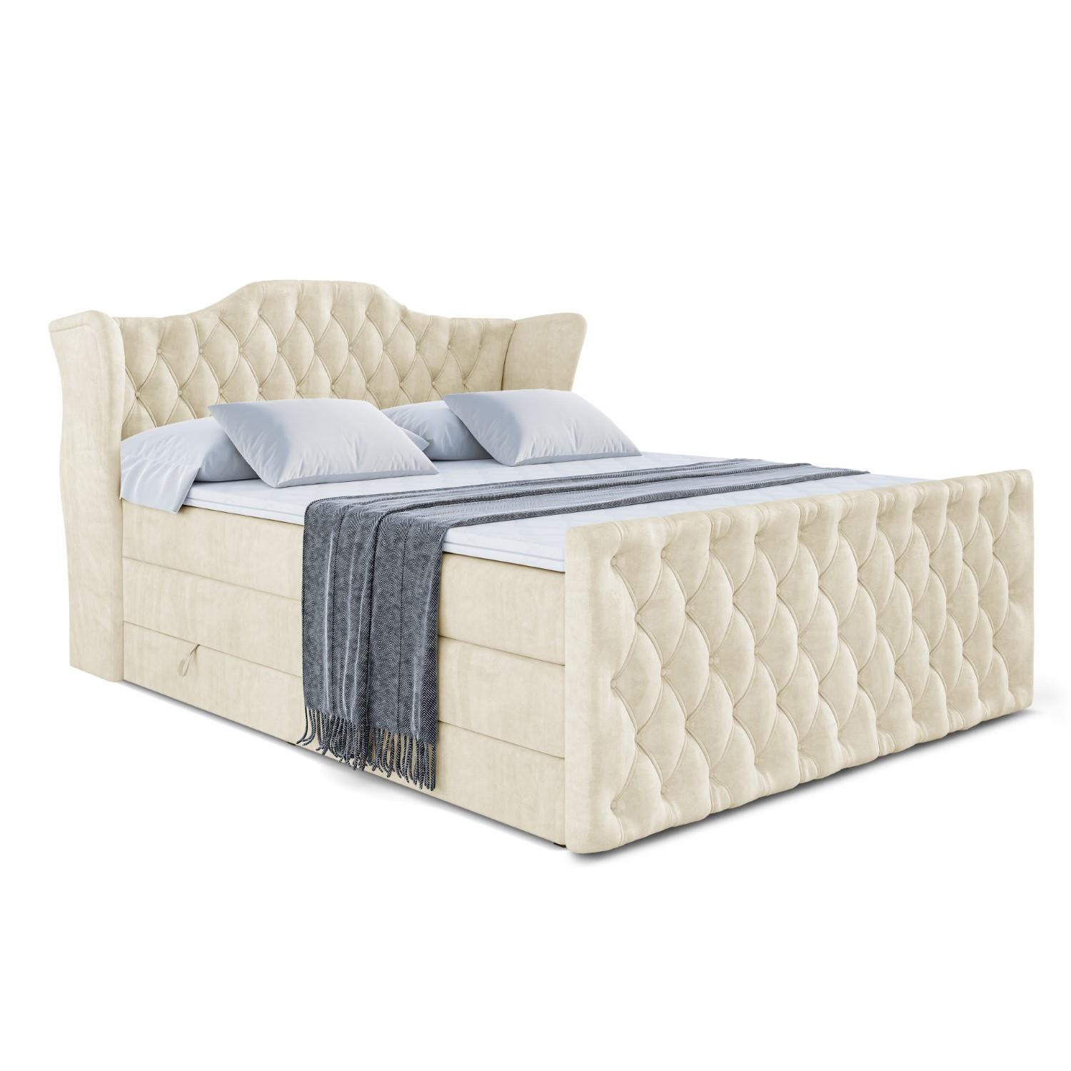 BOXSPRINGBETT VILA-Z KING - 180x200 - H3/H4 - Beige - Beige, Holzwerkstoff (180/200cm) - ALTDECOR