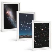 BILDER SET 3er Set - 40x60 cm Weißer Rahmen - Sternzeichen Zwillinge Galaxie - Weiß, Kunststoff (40/60cm) - TULUP