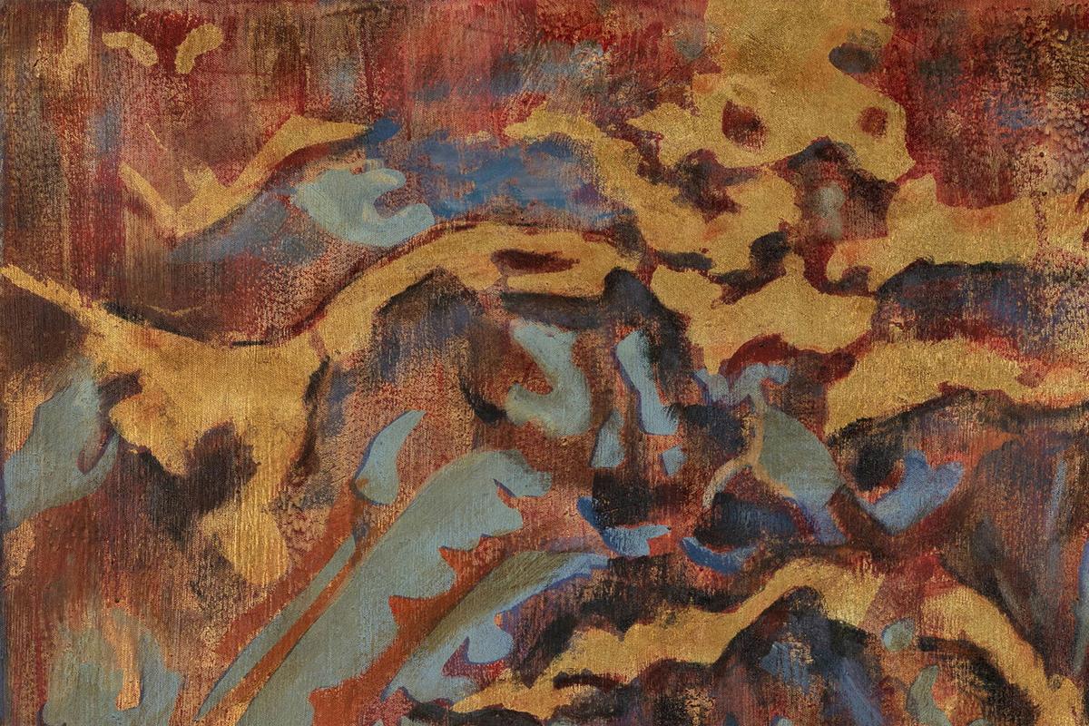 ACRYLBILD HANDGEMALT 100/70 cm - Blau/Rot, Holz/Textil (100/70cm) - KUNSTLOFT