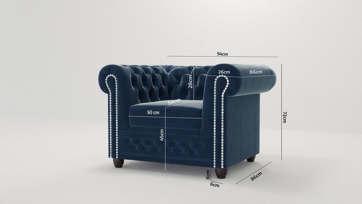 CHESTERFIELD-SESSEL Nyx Marineblau Samt - Dunkelblau/Braun, Holz/Textil (94/72/86cm) - S-Style Möbel