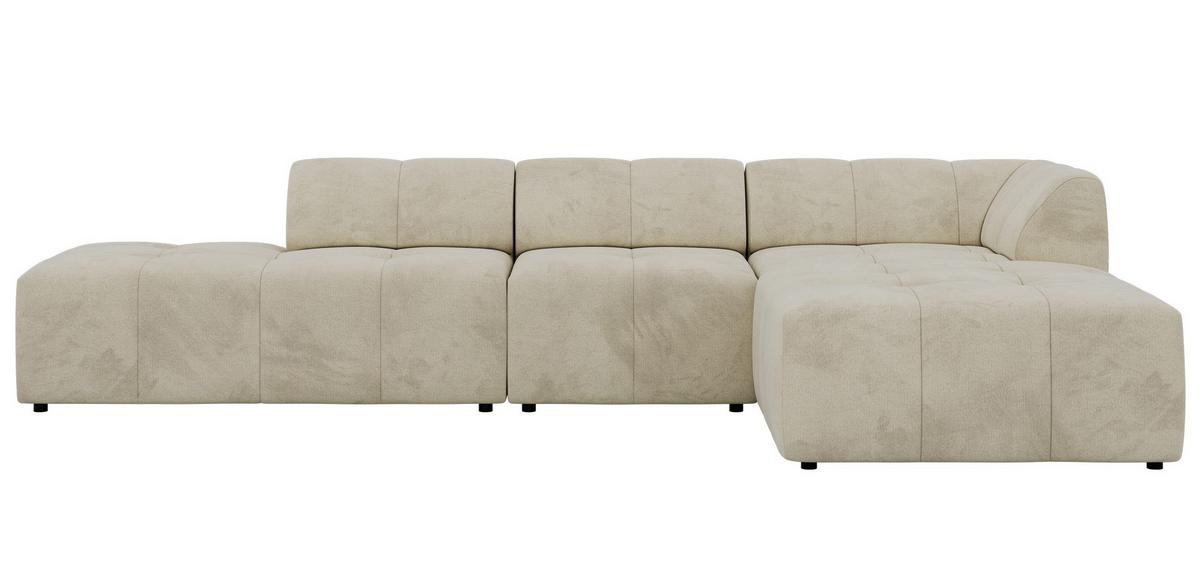 ECKSOFA GRIDA 3M L Beige Velvet - Rechts - Beige/Schwarz, Kunststoff/Textil (176/335cm) - MKS