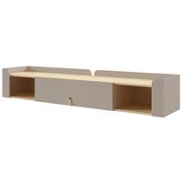 WANDREGAL Sorella mit Klapptür und 2 offenen Regalböden, 180 cm, Porcini + Eiche Mavelie - Eichefarben/Cappuccino, Leder/Holzwerkstoff (180/33/27cm) - Beautysofa