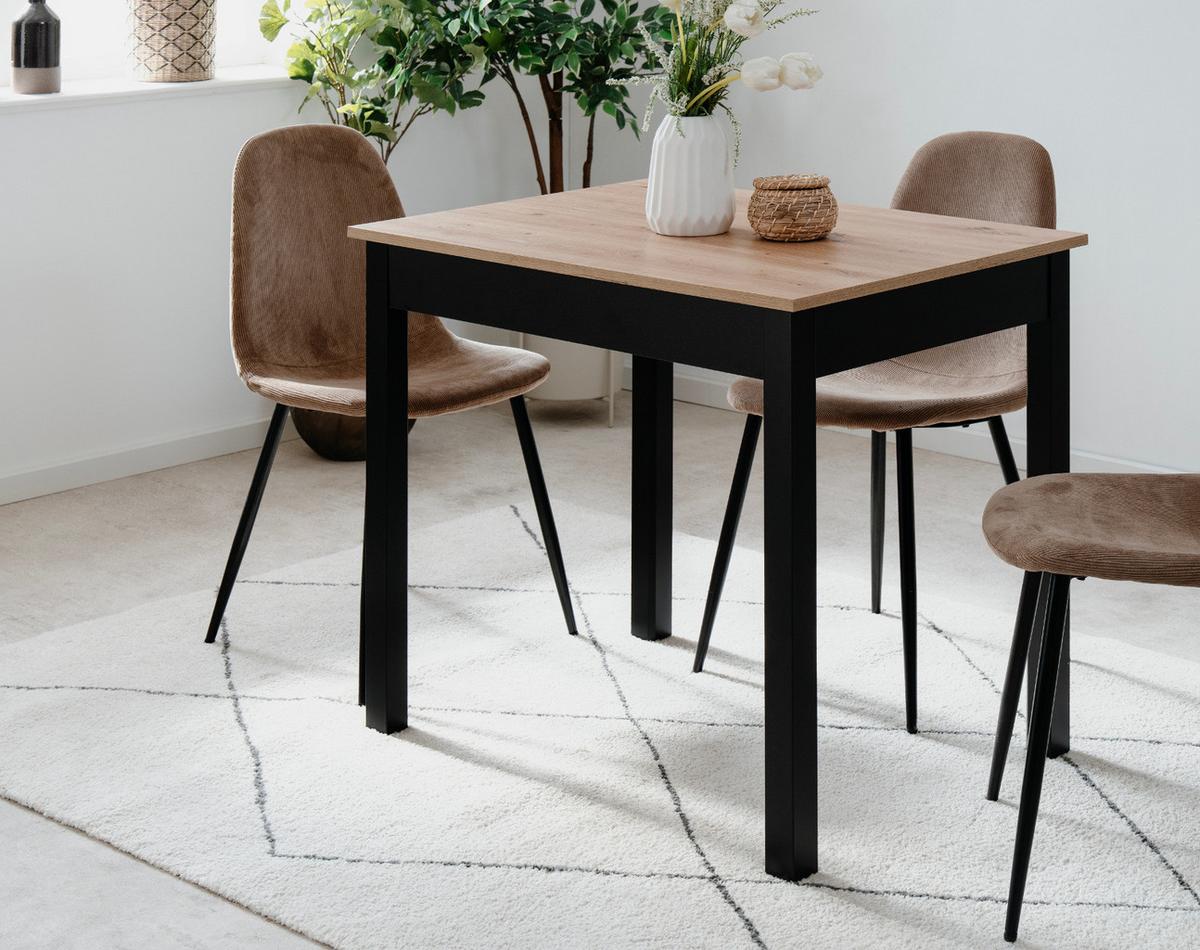 ESSTISCH Eiche Artisan, schwarz 90 x 67 cm, Küchentisch in modernem Design - Schwarz/Eiche Artisan, Holzwerkstoff/Kunststoff (67/90/76cm) - Furn.Design