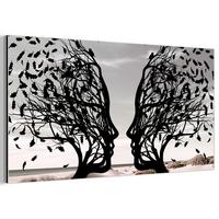 METALLBILD Strand - Meer - Menschen - Baum - Moderne Kunst 80x40 cm - Hellgrau, Metall (80/40cm) - MuchoWow