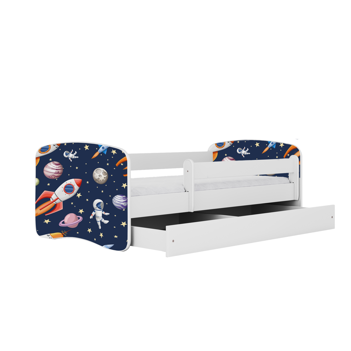 KINDERBETT Kosmos mit Schublade 160/80 90/61/164 - Weiß, Holzwerkstoff (80/160cm) - RAUMHIRSCH FURNITURE