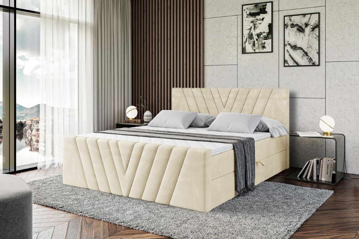 BOXBETT ERNINA-Z - 180x200 cm - H4 - Beige - Beige, Holzwerkstoff (180/200cm) - ALTDECOR
