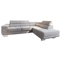 ECKSOFA APIRO R-S Creme Kordstoff mit Schlaffunktion - Silberfarben/Creme, Holz/Textil (276/202cm) - MASSENO