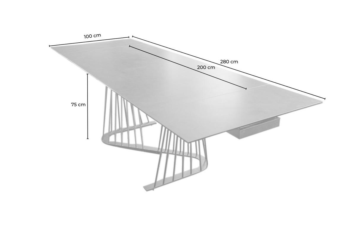 AUSZIEHTISCH ELOISE Schwarz Metall, Glas - Schwarz, Metall (100/200/76cm) - KAWOLA
