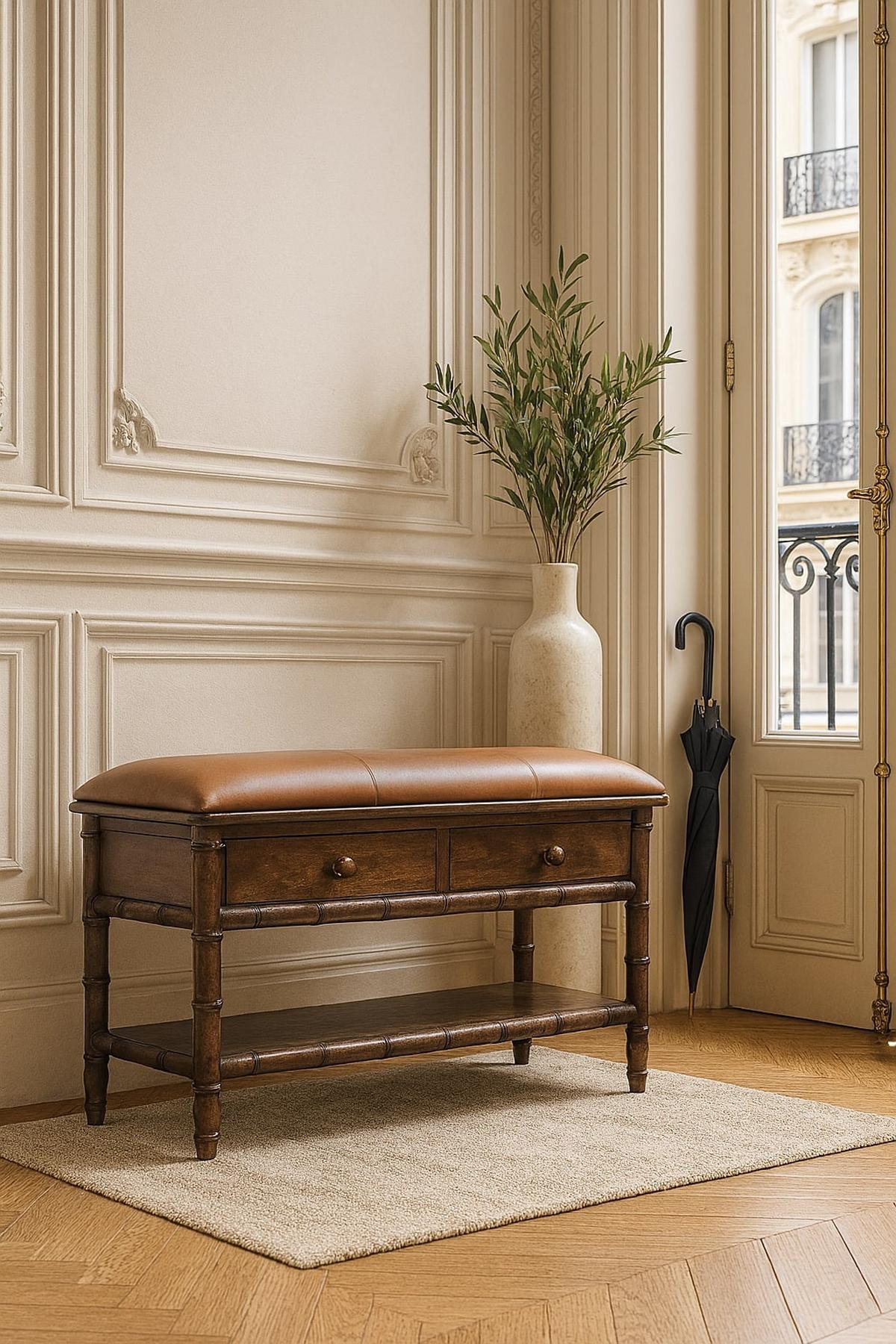 AUFBEWAHRUNGSMÖBEL Roasted-Almond-Finish, 2 Schubladen, 1 offenes Regal, Braun - Braun, Holz (35/55/90cm) - Artisan Furniture
