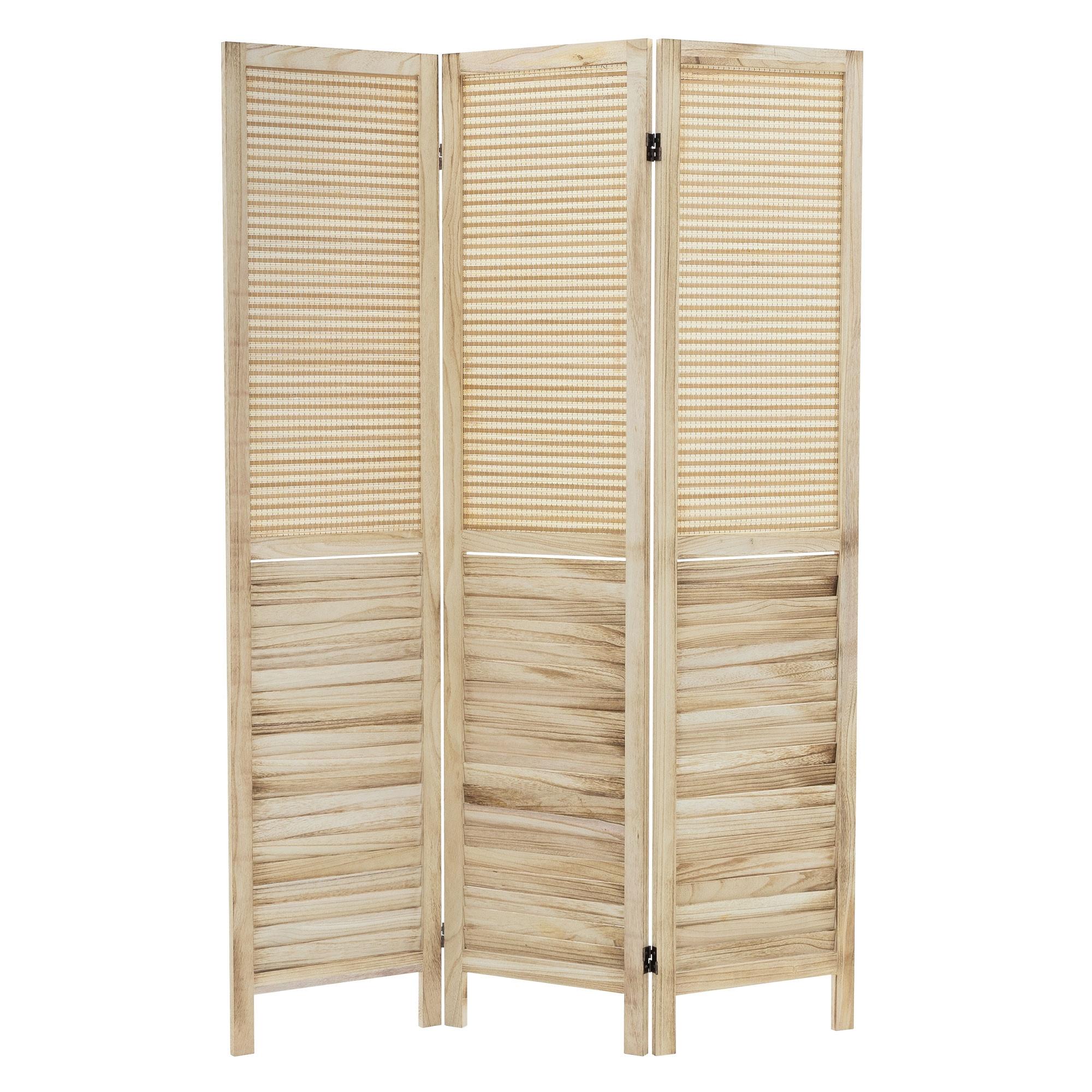 PARAVENT 3 teilig Osaka 170x121 cm Natur aus Holz - Braun, Holz (121/170/2cm) - ML-DESIGN