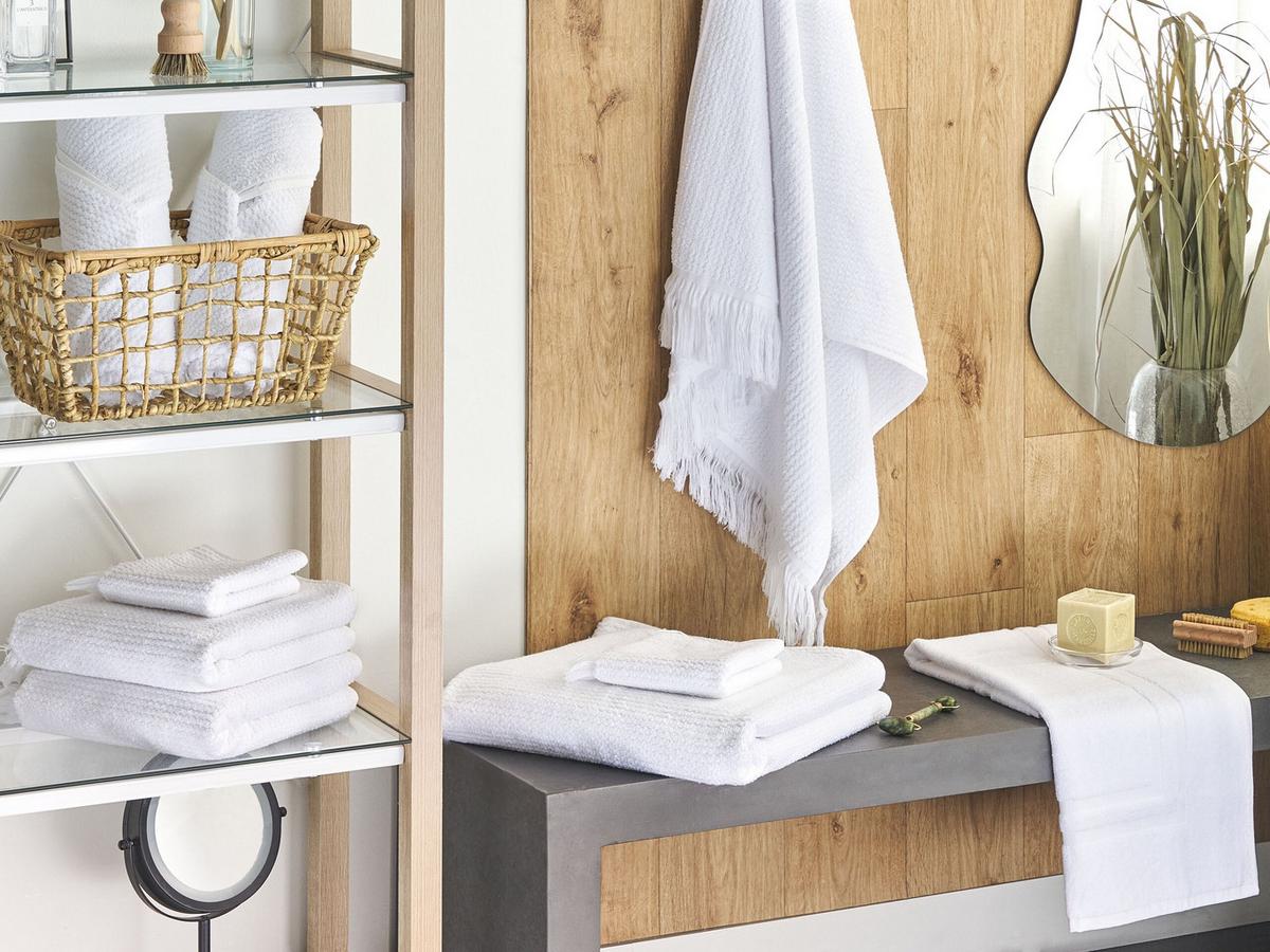 BADEHANDTUCH 9-teilig Weiß Atiu - Weiß, Textil (70/140cm) - Beliani