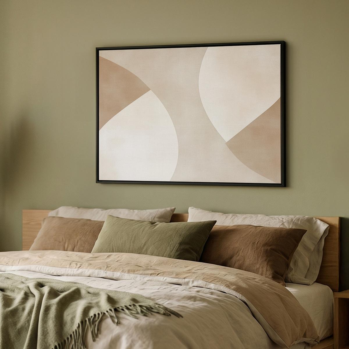 LEINWAND Bilder mit Rahmen - Braun - Japandi - Abstrakt - 100x70 - Sandfarben, Textil (100/70cm) - MuchoWow