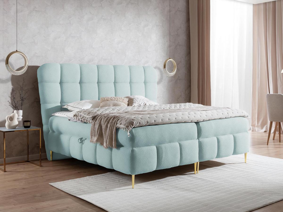 BOXBETT Lolly - H3 - Goldfarben/Hellblau, Holz/Textil (140/200cm) - MIRJAN24