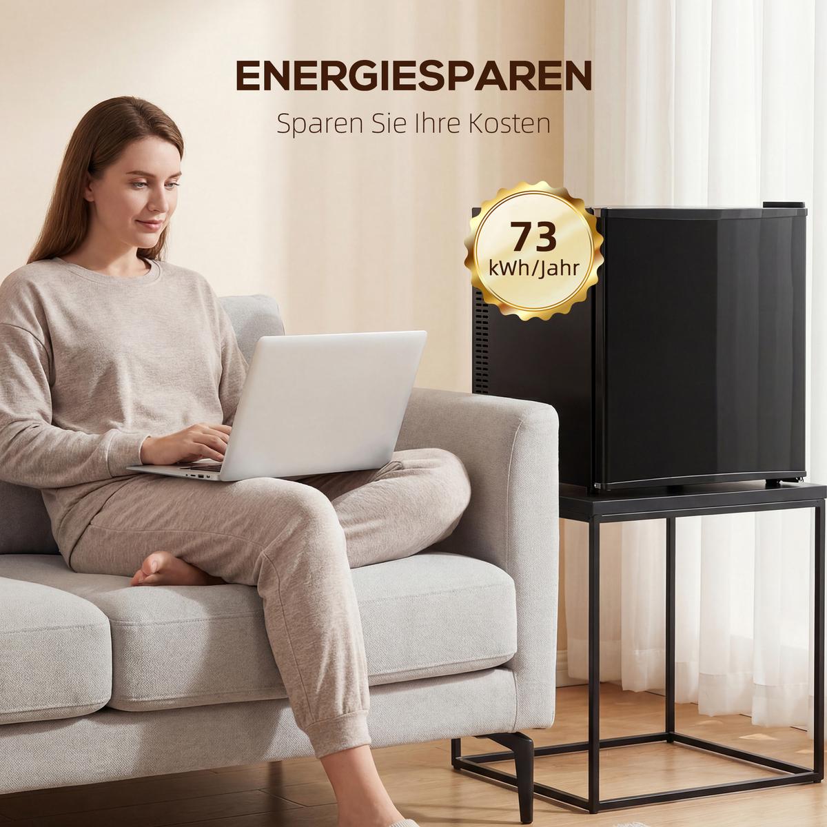 MINI-KÜHLSCHRANK 44l Schwarz 43/51/51,30 cm - Schwarz, Metall (49/51.3cm) - HOMCOM