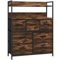 KOMMODE aus Stoff mit 7 Schubladen, Rustikal-Braun - Braun, Textil (29/101/79cm) - HOMCOM