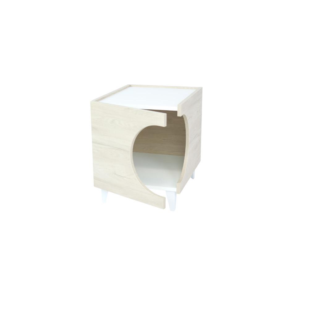 BEISTELLTISCH mit Hunde- oder Katzenhöhle ELLIE eiche weiß, 46/37/49cm - Eichefarben, Holzwerkstoff (37/46/49cm) - Skraut Home