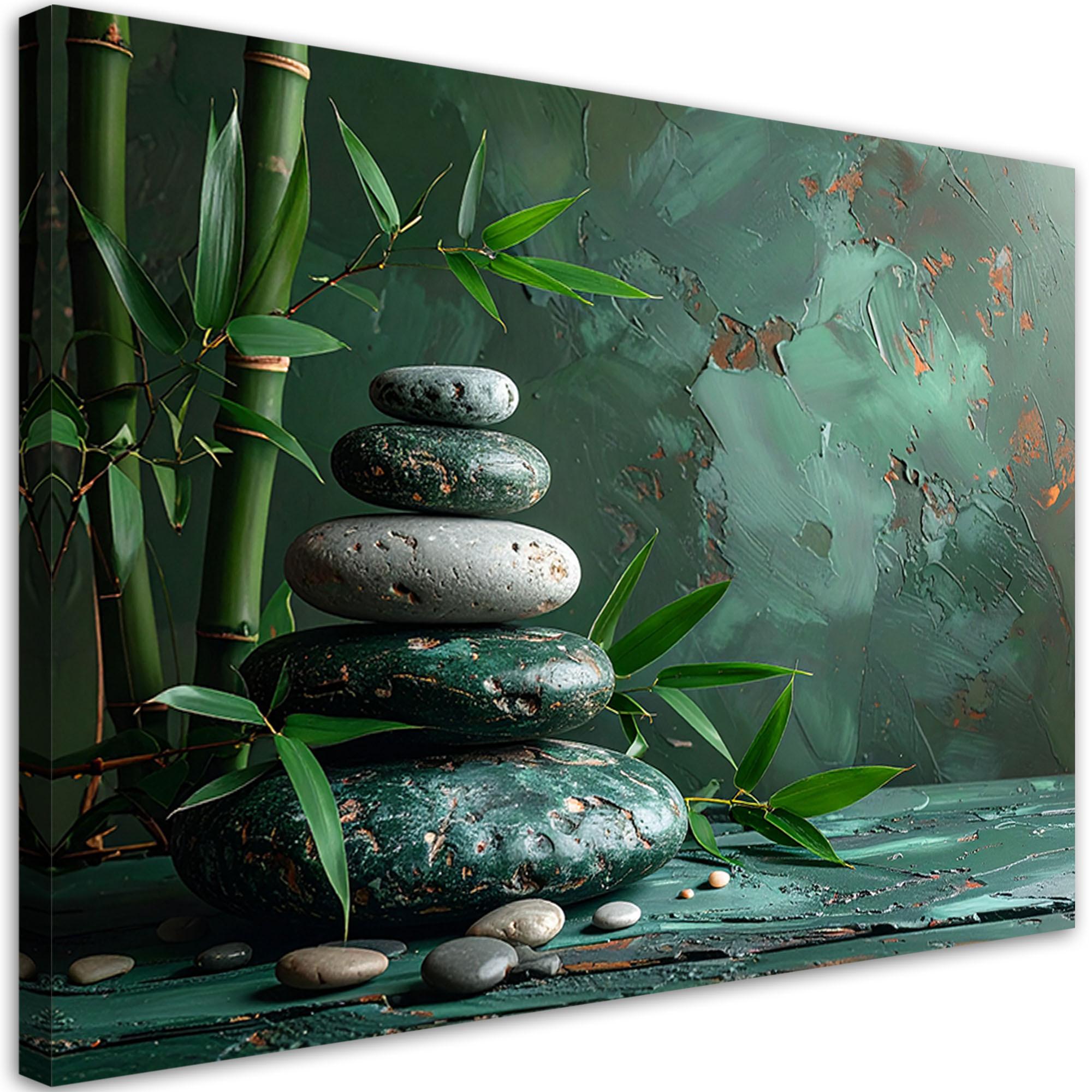 LEINWANDBILD Zen und Orientalisch 90x60cm - Grün, Textil (90/60cm) - Feeby