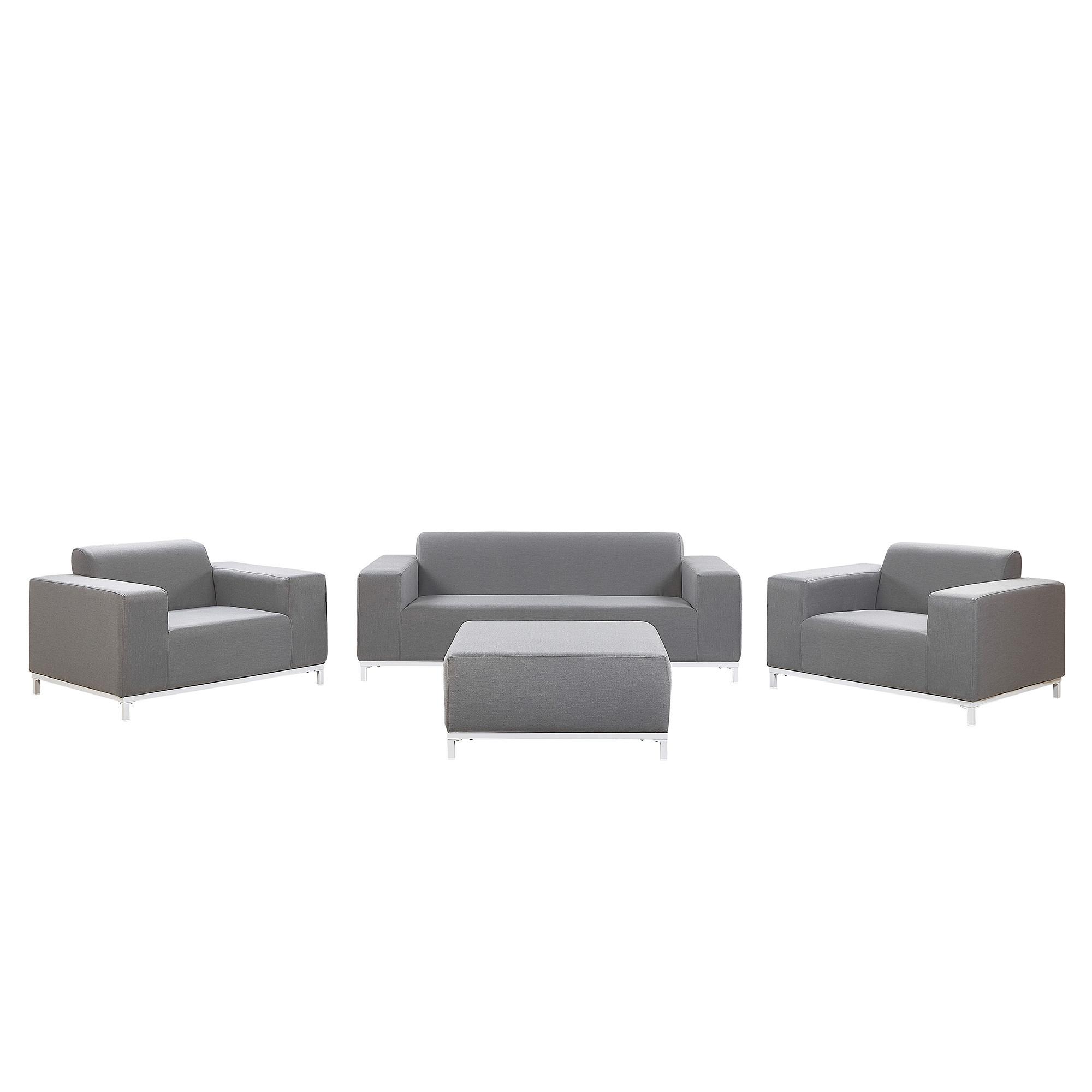LOUNGE-SET 5-Sitzer Grau/weißes Gestell Rovigo - Schwarz/Grau, Textil - Beliani