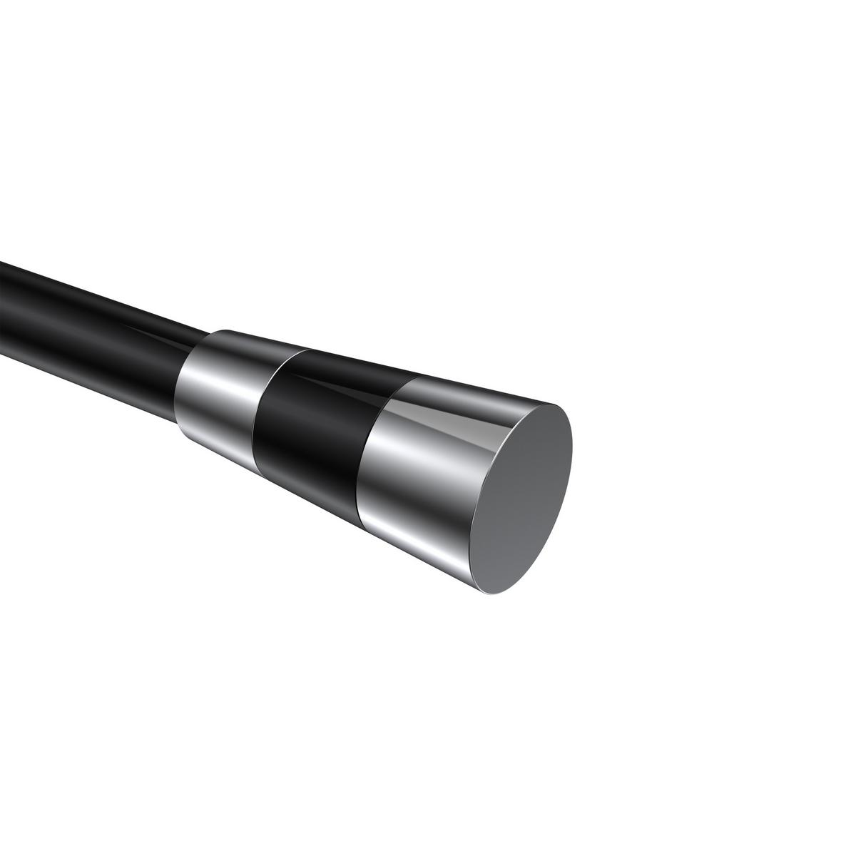ENDSTÜCKE FÜR GARDINENSTANGEN 20 mm Ø, Tanara Chrom/Schwarz, Packung 2 Stück - Chromfarben/Schwarz, Metall (6.5/3.2/3.2cm) - INTERDECO