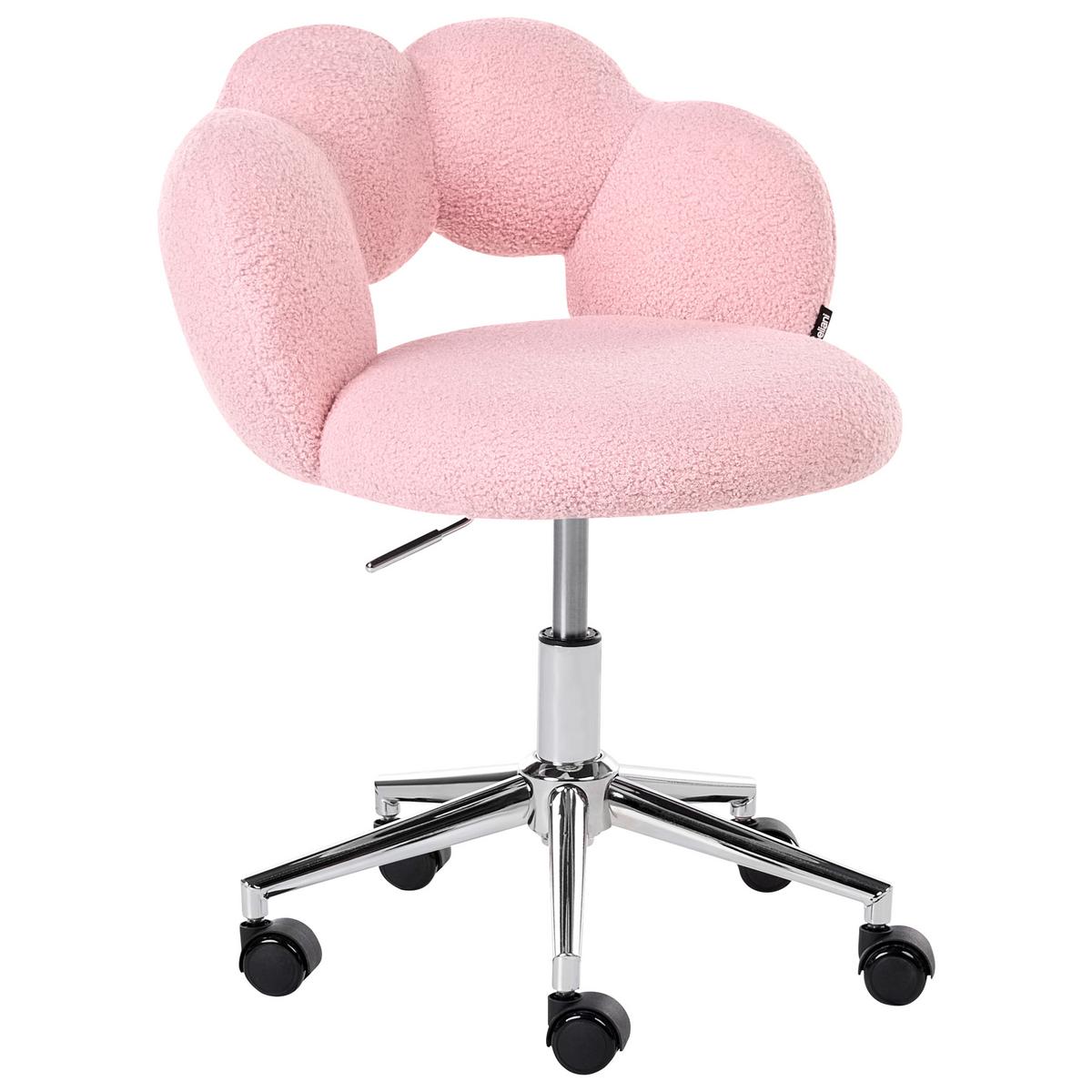 SCHREIBTISCHSTUHL Bouclé Rosa Whizzy - Pink/Silberfarben, Textil/Metall (59/64/50cm) - Beliani