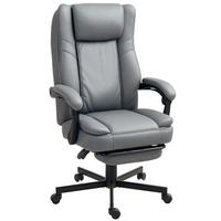 BÜROSTUHL mit Massagefunktion, Ergonomischer Schreibtischstuhl mit Liegefunktion - Grau, Kunststoff (64/120/69cm) - HOMCOM