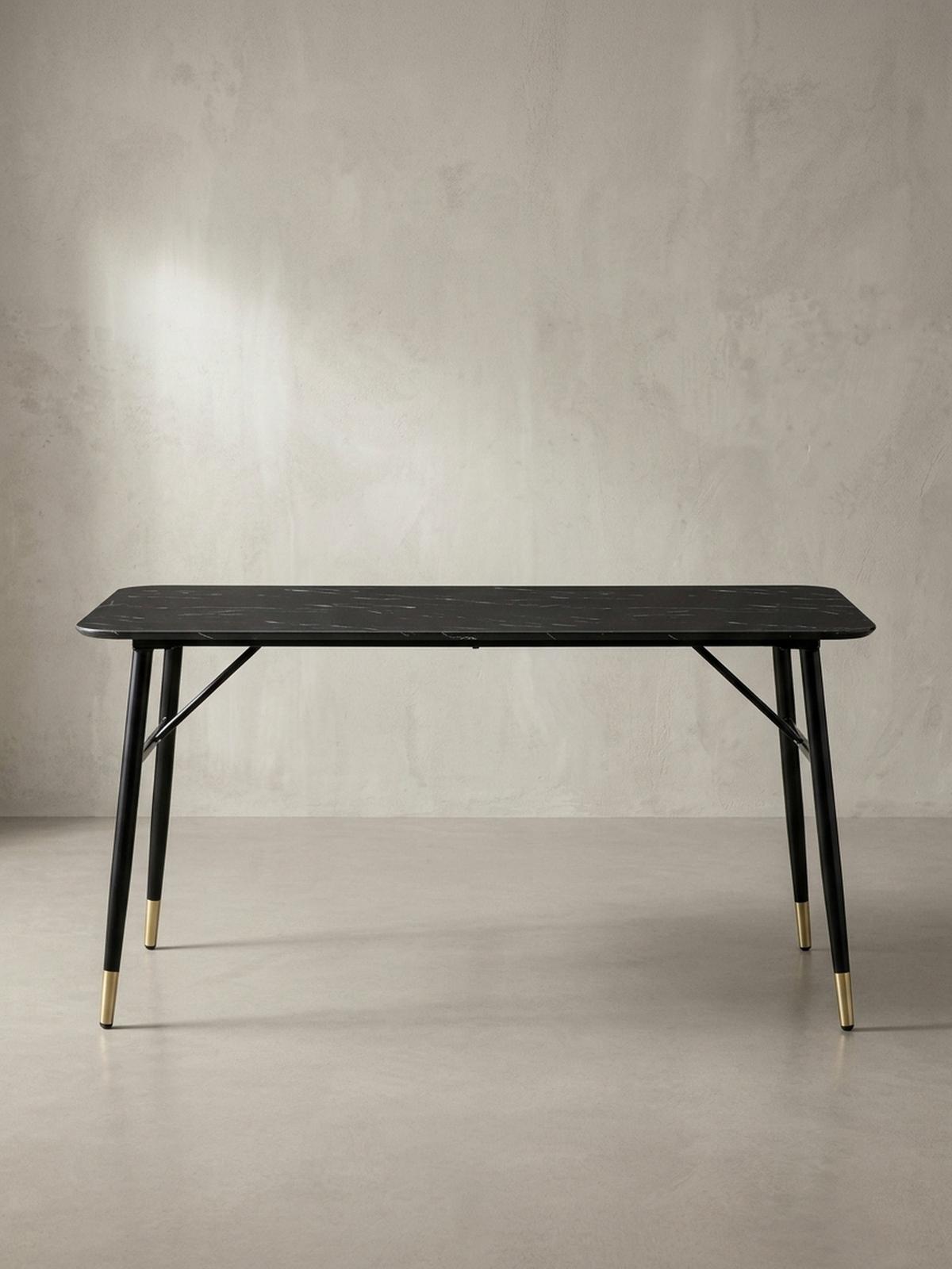ESSTISCH Marmoroptik Metall Rechteckig Modern Klein, Schwarz 180x90x76 cm - Goldfarben/Schwarz, Holzwerkstoff/Metall (90/180/76cm) - KADIMA DESIGN
