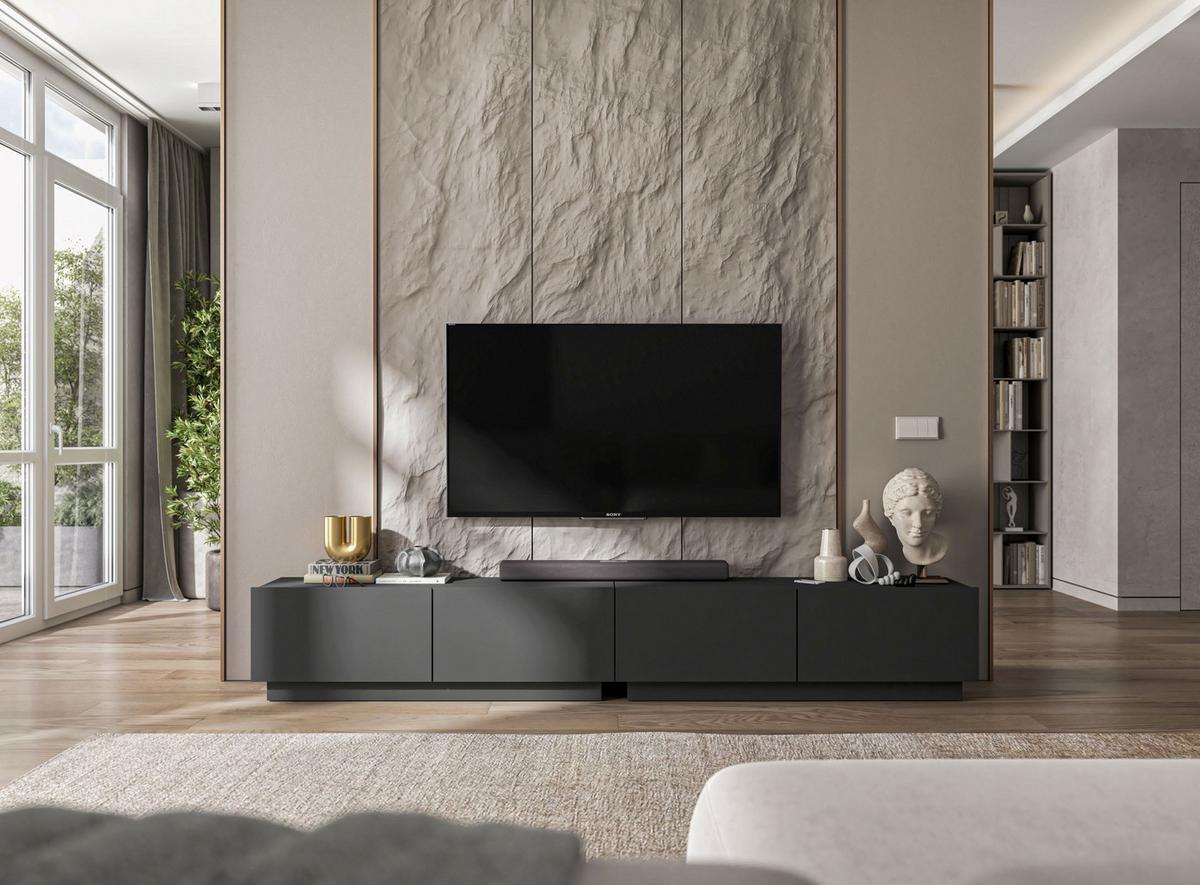 TV-LOWBOARD 2-er Set Enjoy Grau Matt Loft 120 cm - Grau, Holzwerkstoff (240/37/35cm) - Meble Lindner